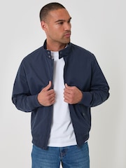 Threadbare Blue Showerproof Microfibre Harrington Jacket - Image 1 of 6