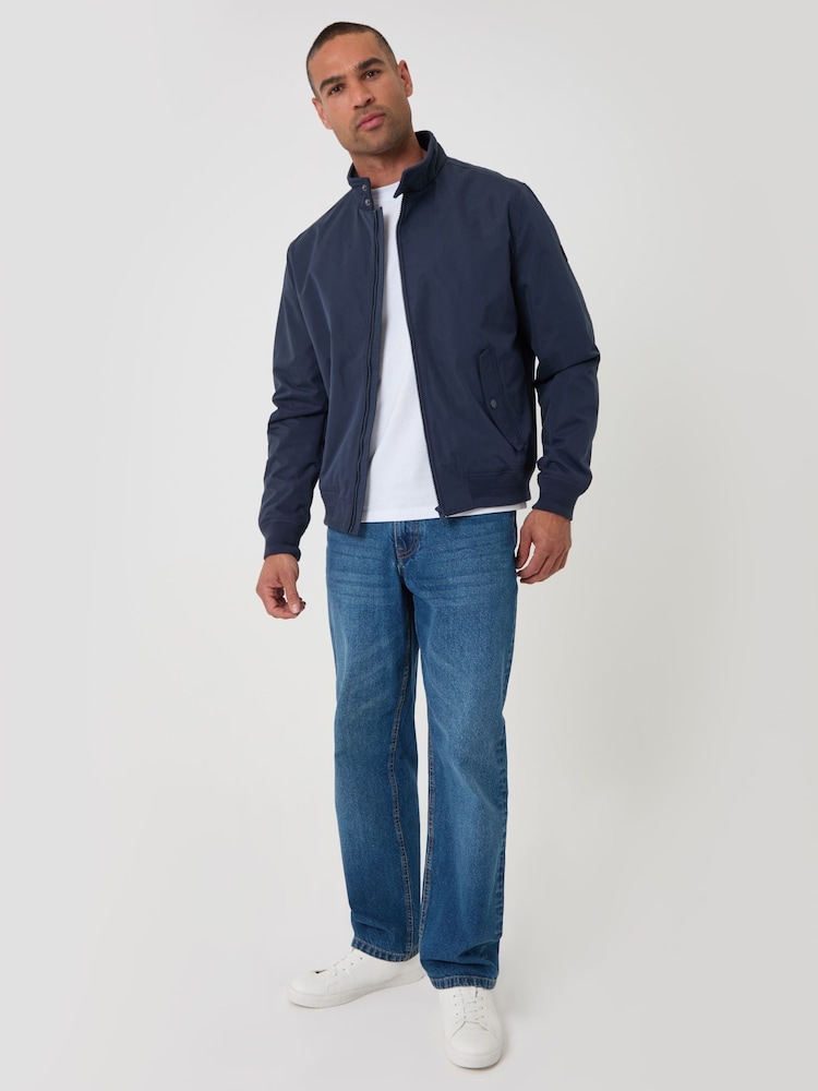 Threadbare Blue Showerproof Microfibre Harrington Jacket - Image 6 of 6