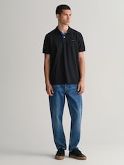 GANT Black Contrast Collar Polo Shirt - Image 3 of 7