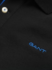 GANT Black Contrast Collar Polo Shirt - Image 7 of 7