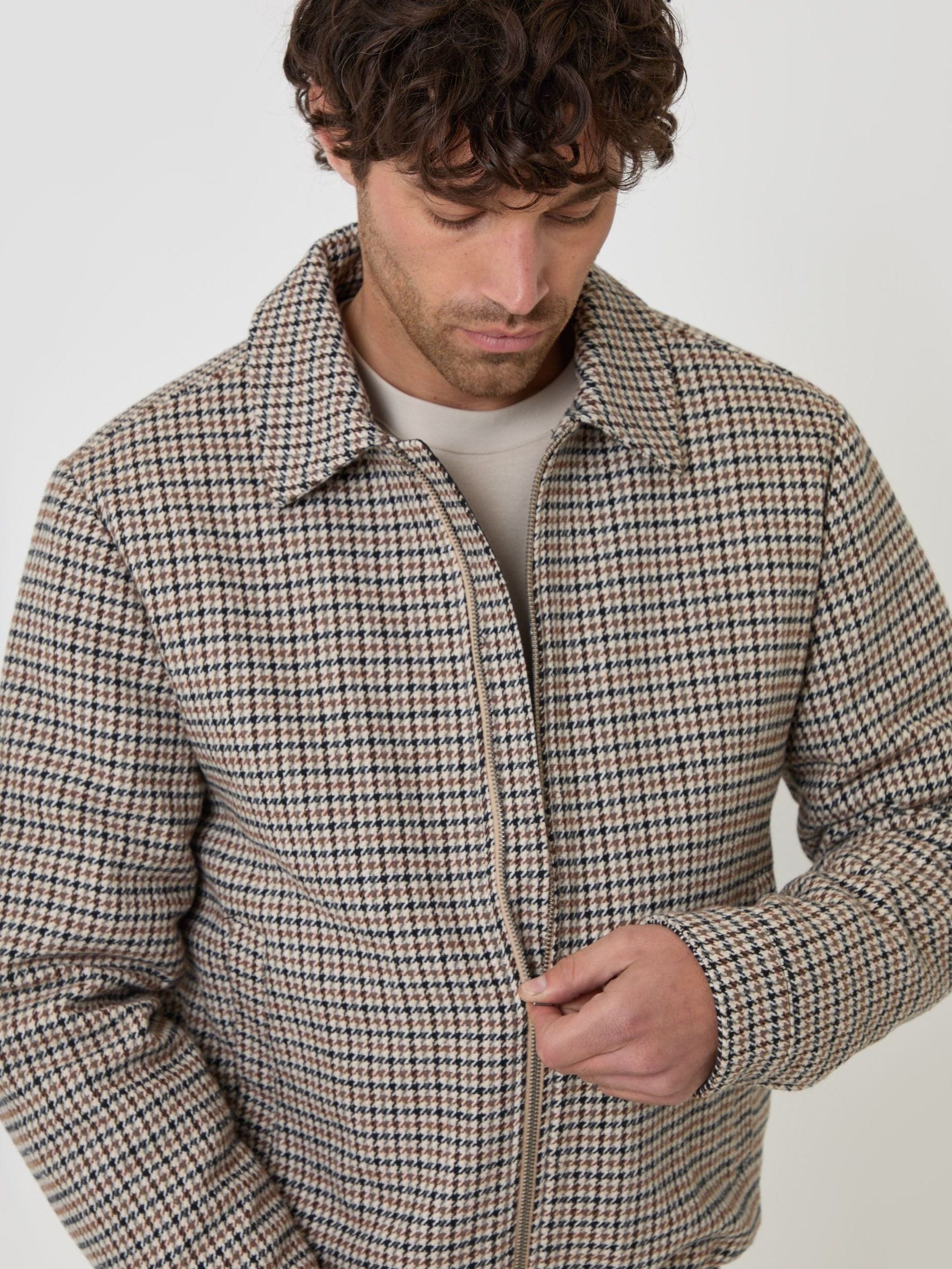 Threadbare Men's Brown Faux Wool Collared Jacket In | : 2XL - Image 1