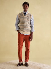 Joules Fairisle Pattern Cream Knitted Vest Contains Merino Wool - Image 3 of 8