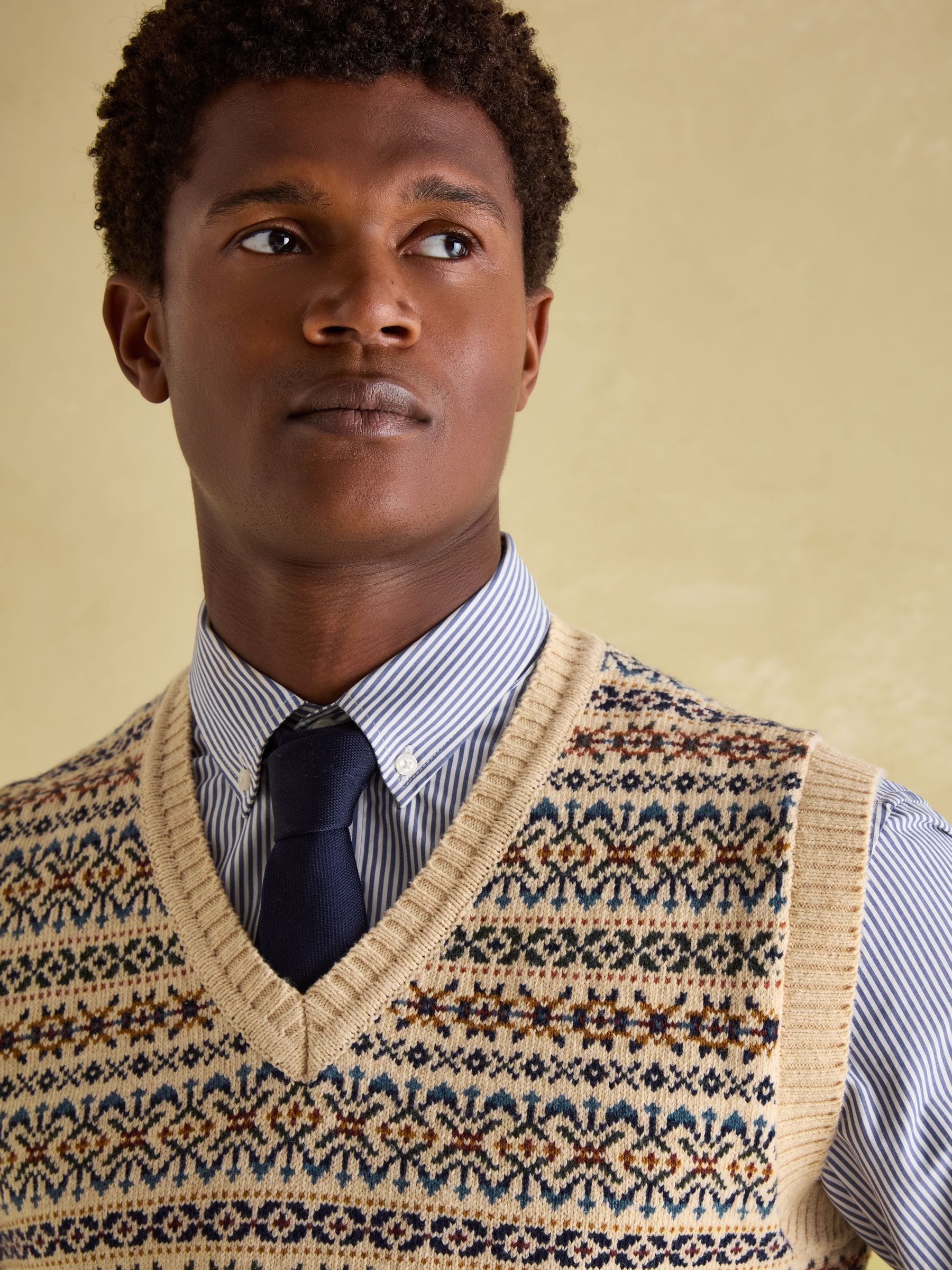 Buy Joules Fairisle Pattern Cream Knitted Vest Contains Merino