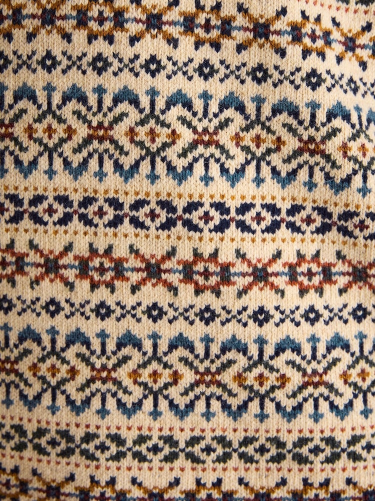 Joules Fairisle Pattern Cream Knitted Vest Contains Merino Wool - Image 8 of 8 Joules Fairisle Pattern Cream Knitted Vest Contains Merino Wool - Image 8 of 8