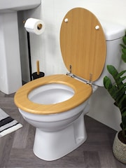 Showerdrape Brown Oxford Wooden Toilet Seat - Image 2 of 4