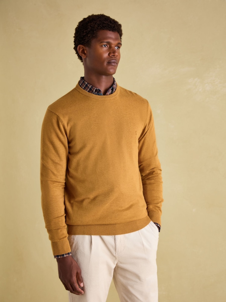 Joules Jarvis Dark Yellow Crew Neck Knitted Jumper - Image 1 of 7