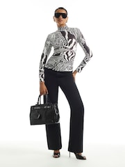 River Island White Zebra Funnel Neck Top - Image 3 of 4
