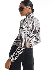 River Island White Zebra Funnel Neck Top - Image 4 of 4