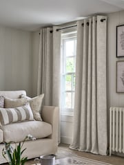 Natural Textured Fleck Eyelet Blackout/Thermal Curtains - Image 3 of 7
