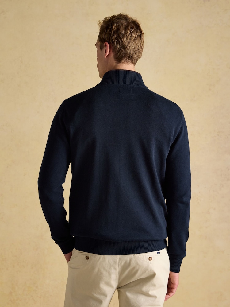 Joules Hillside Navy Blue Quarter Zip Knitted Jumper - Image 2 of 6