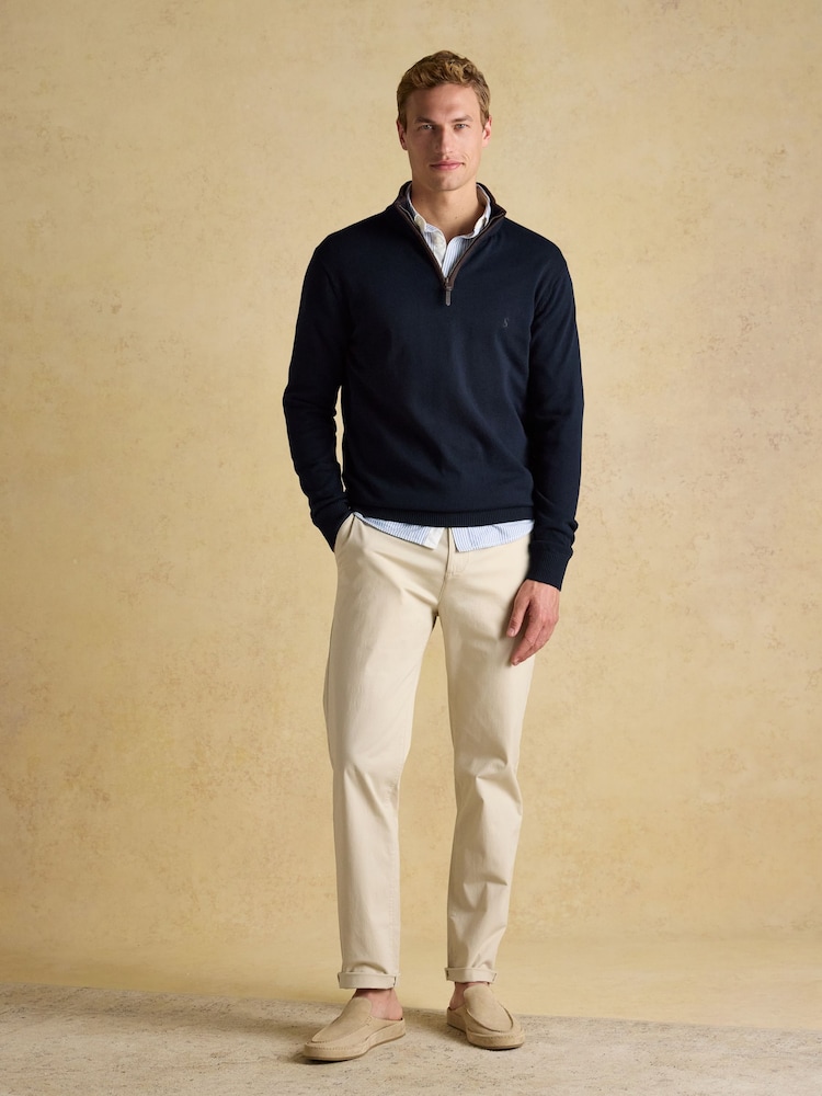 Joules Hillside Navy Blue Quarter Zip Knitted Jumper - Image 3 of 7