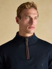 Joules Hillside Navy Blue Quarter Zip Knitted Jumper - Image 4 of 6