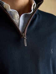 Joules Hillside Navy Blue Quarter Zip Knitted Jumper - Image 5 of 6