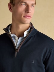 Joules Hillside Navy Blue Quarter Zip Knitted Jumper - Image 6 of 6