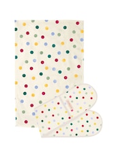 Emma Bridgewater Cream Polka Dot Double Oven Gloves & Tea Towels Set - Image 1 of 1