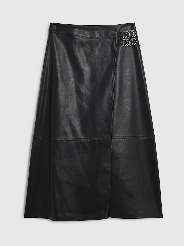 River Island Petite Faux Leather Buckle Wrap Skirt - Bilde 1 av 1