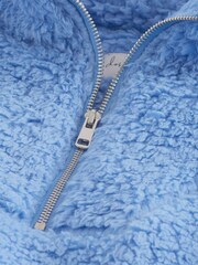 Bright Blue Borg Fleece Funnel Neck Half Zip Top - Image 7 of 7