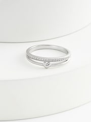 Sterling Silver Double Band Heart Ring - Image 1 of 2