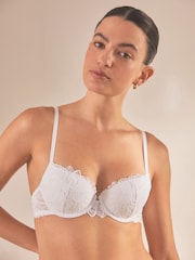 White Pad Balcony Sunflower Lace Bra - Image 1 of 7