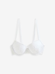 White Pad Balcony Sunflower Lace Bra - Image 6 of 7