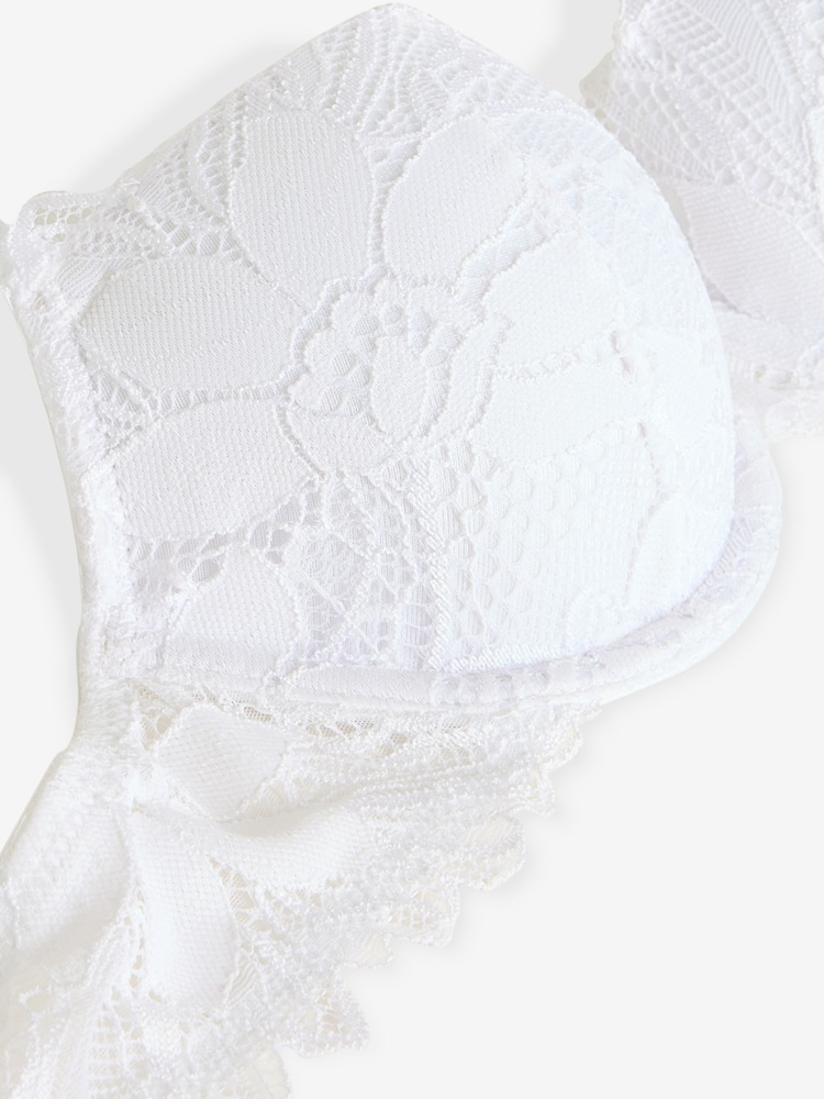 White Pad Balcony Sunflower Lace Bra - Image 7 of 7