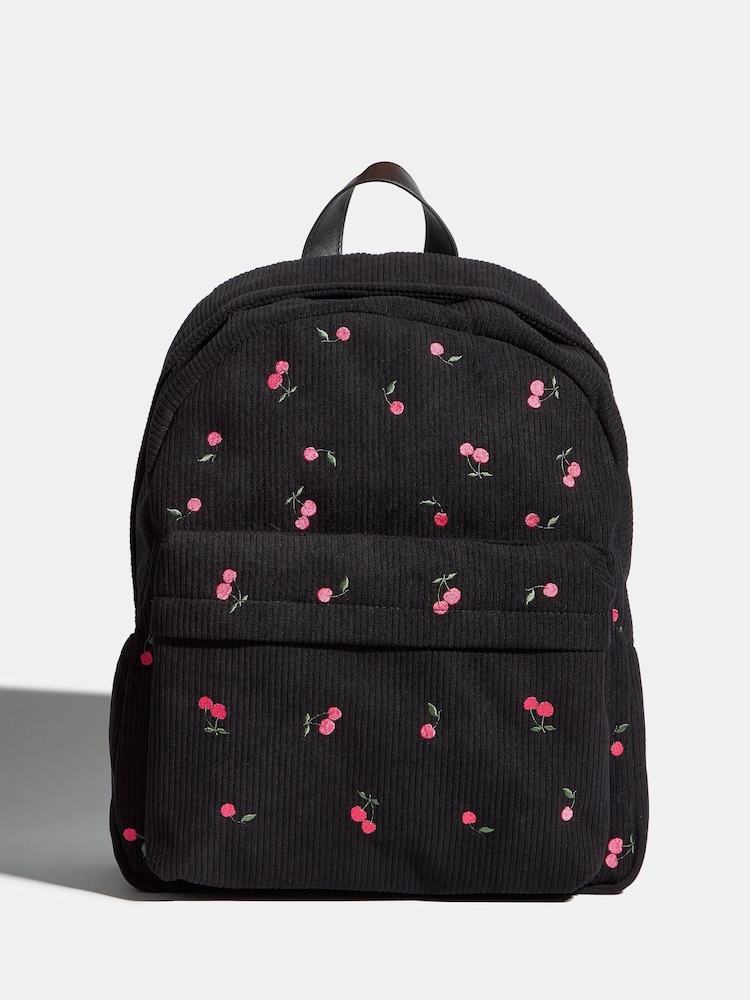 Skinnydip Black Cherry Embroidered Backpack - Image 1 of 4 Skinnydip Black Cherry Embroidered Backpack - Image 1 of 4