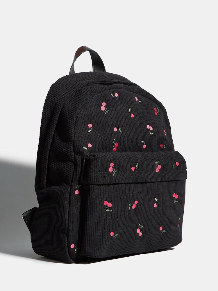 Skinnydip Black Cherry Embroidered Backpack - Image 2 of 4 Skinnydip Black Cherry Embroidered Backpack - Image 2 of 4