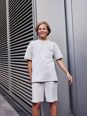 Grey Relax Fit Heavyweight T-Shirt and Shorts Set (3-16yrs) - Image 1 of 7