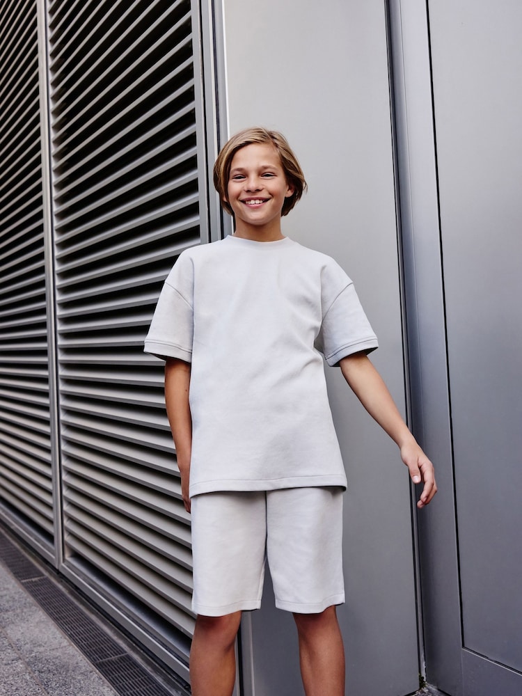 Grey Relax Fit Heavyweight T-Shirt and Shorts Set (3-16yrs) - Image 1 of 7