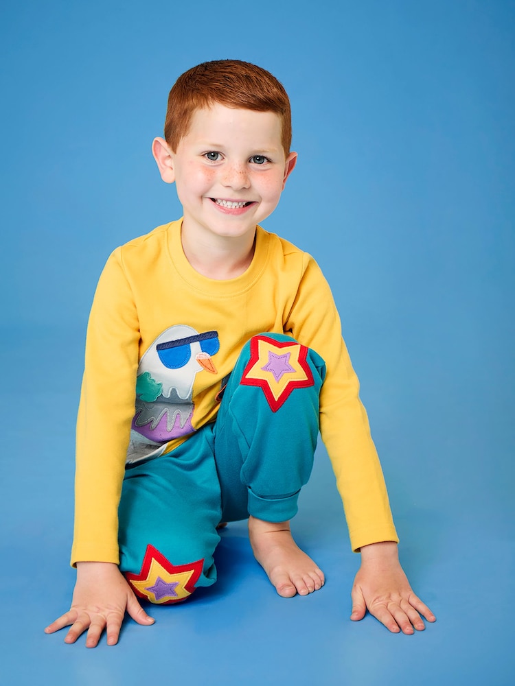 Frugi Blue Piper Circular Parsnip Joggers - Image 2 of 5 Frugi Blue Piper Circular Parsnip Joggers - Image 2 of 5