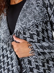 Roman Black Fringed Houndstooth Knit Cardigan - Image 5 of 5