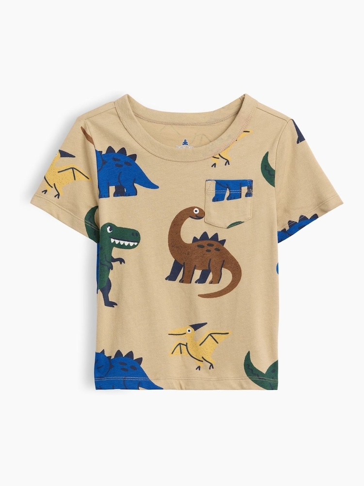 Gap Beige Dinosaur Pocket Short Sleeve T-Shirt (6mths-5yrs) - Image 1 of 2 Gap Beige Dinosaur Pocket Short Sleeve T-Shirt (6mths-5yrs) - Image 1 of 2