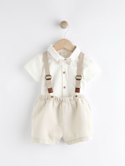 Neutral Shirt Body, Shorts and Braces Baby 4 Piece Set (0mths-2yrs) - Image 1 of 8