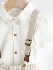 Neutral Shirt Body, Shorts and Braces Baby 4 Piece Set (0mths-2yrs) - Image 4 of 8