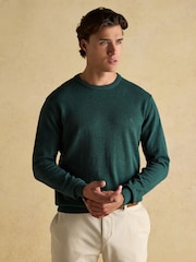 Joules Hillside Dark Green Crew Neck Knitted Jumper - Image 1 of 6