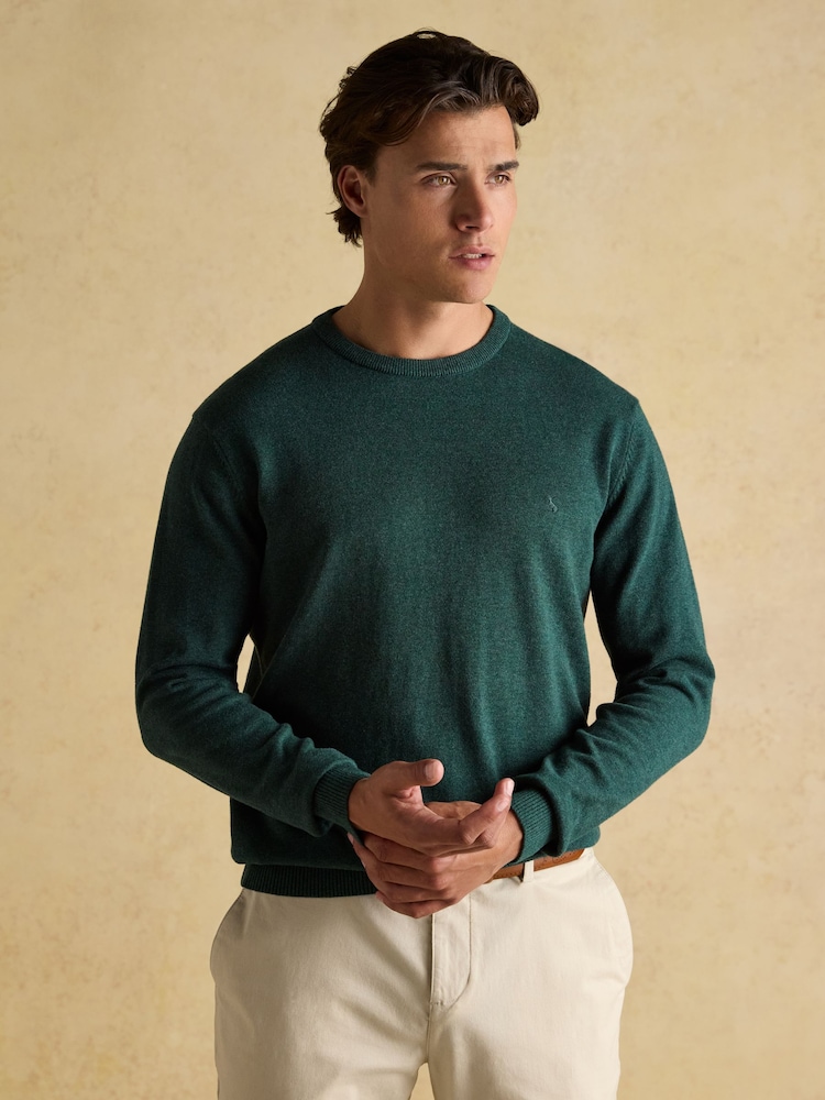 Joules Hillside Dark Green Crew Neck Knitted Jumper - Image 1 of 6