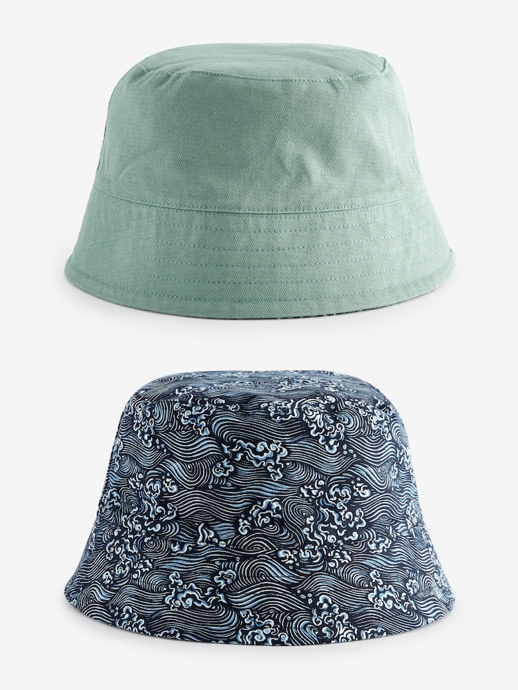Sage Green/Japanese Koi Fish Print 100% Cotton Reversible Bucket Hat - Image 1 of 7