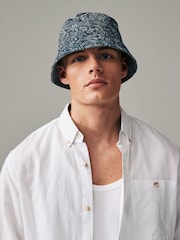 Sage Green/Japanese Koi Fish Print 100% Cotton Reversible Bucket Hat - Image 2 of 7