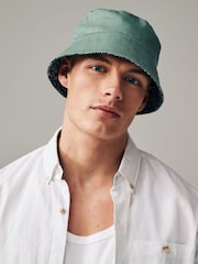 Sage Green/Japanese Koi Fish Print 100% Cotton Reversible Bucket Hat - Image 3 of 7