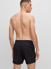 BOSS Black Vertical-Logo-Print Swim Shorts In Quick-Dry Poplin - Image 2 of 3