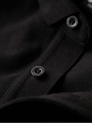 Superdry Black Long Sleeve Cotton Pique Polo Shirt - Image 6 of 6