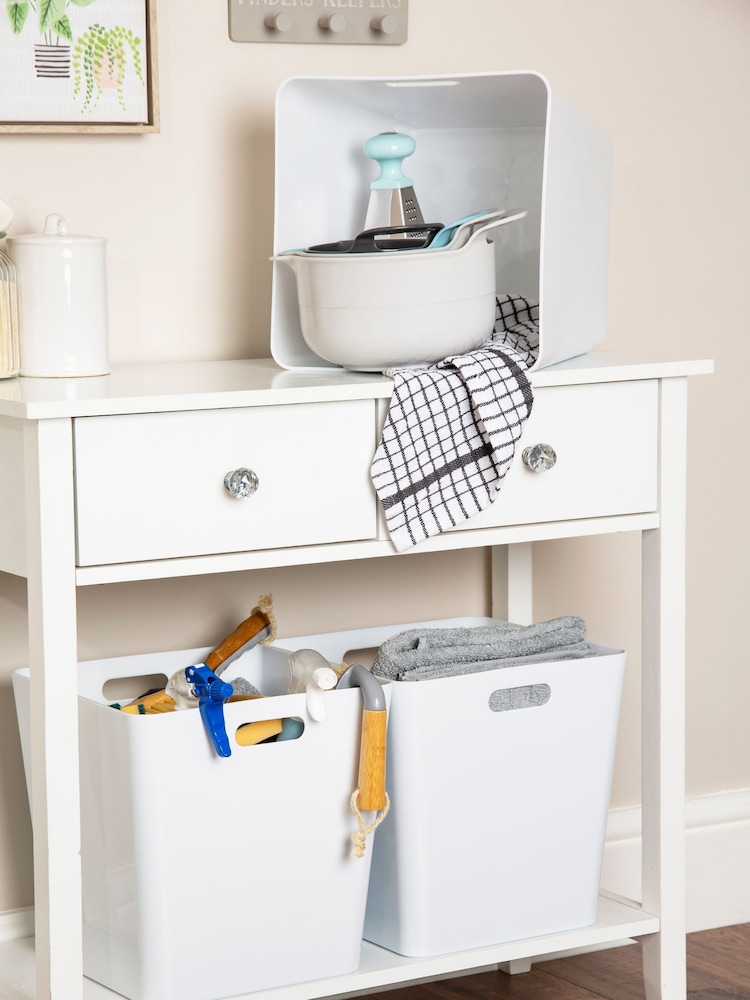 Wham Set of 3 White Large Cube Plastic Storage Baskets - Image 2 of 4