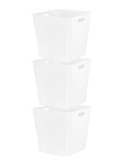 Wham Set of 3 White Large Cube Plastic Storage Baskets - Image 3 of 4