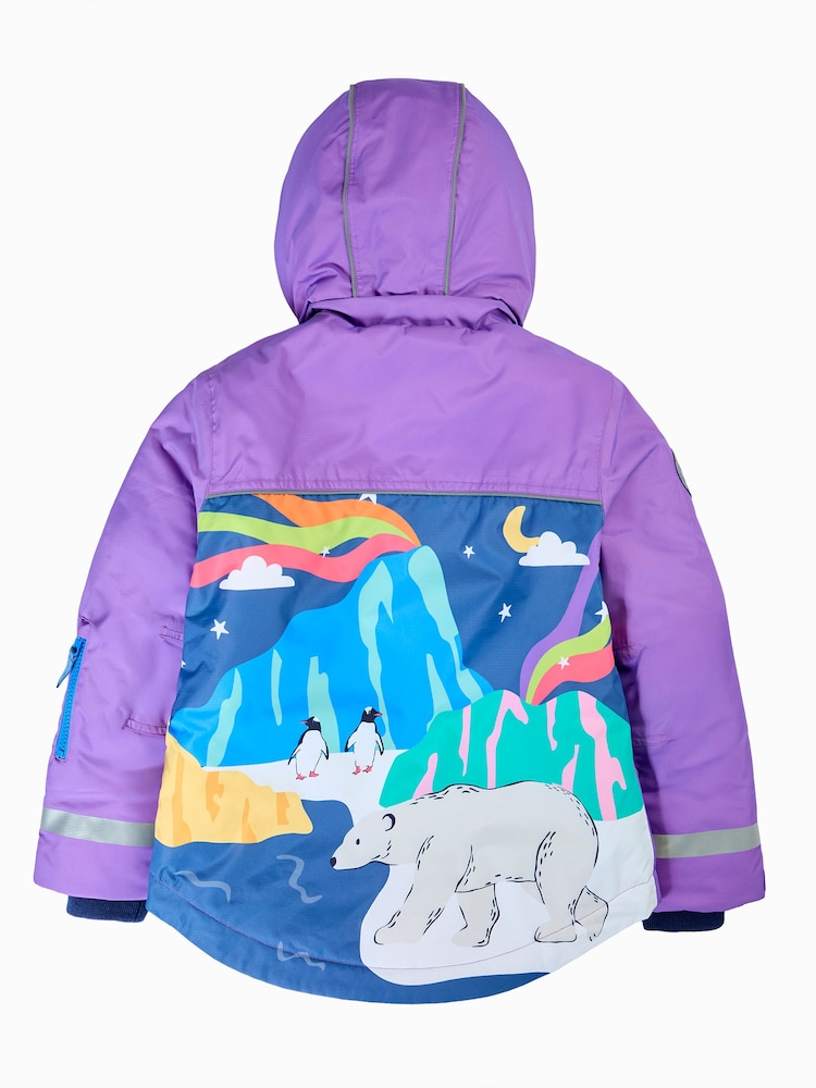 Frugi wasserdichter Mantel mit Schnee- und Ski-Landschaftsmotiv - Bild 2 von 5 Frugi wasserdichter Mantel mit Schnee- und Ski-Landschaftsmotiv - Bild 2 von 5