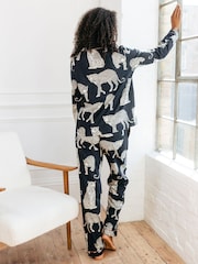 Chelsea Peers Blue Cotton Leopard Print Long Pyjamas Set - Image 4 of 5