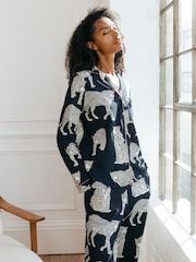 Chelsea Peers Blue Cotton Leopard Print Long Pyjamas Set - Image 5 of 5