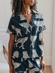 Conjunto de pijama corto de algodón con estampado de leopardo de Chelsea Peers - Imagen 5 de 5
