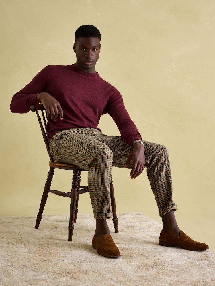 Joules Hillside Burgundy Crew Neck Knitted Jumper - Image 4 of 7