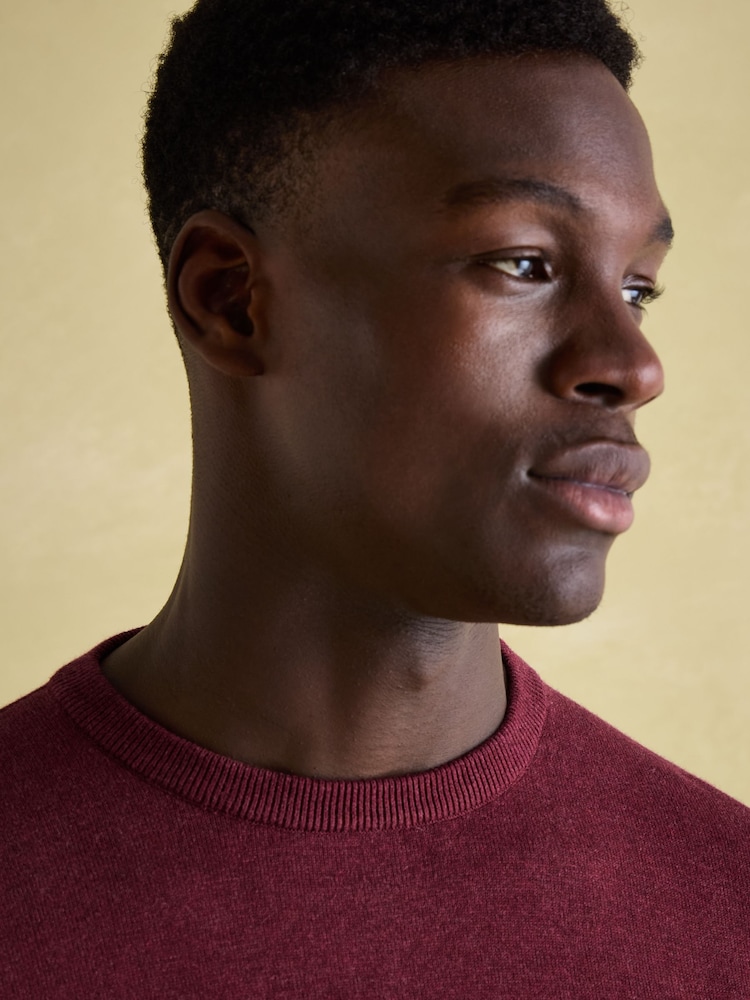 Joules Hillside Burgundy Crew Neck Knitted Jumper - Image 5 of 7