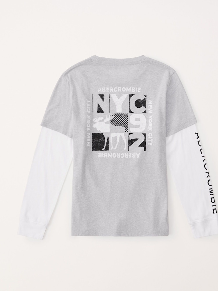Abercrombie & Fitch Graphic Layered Long Sleeved Top - Image 2 of 2 Abercrombie & Fitch Graphic Layered Long Sleeved Top - Image 2 of 2